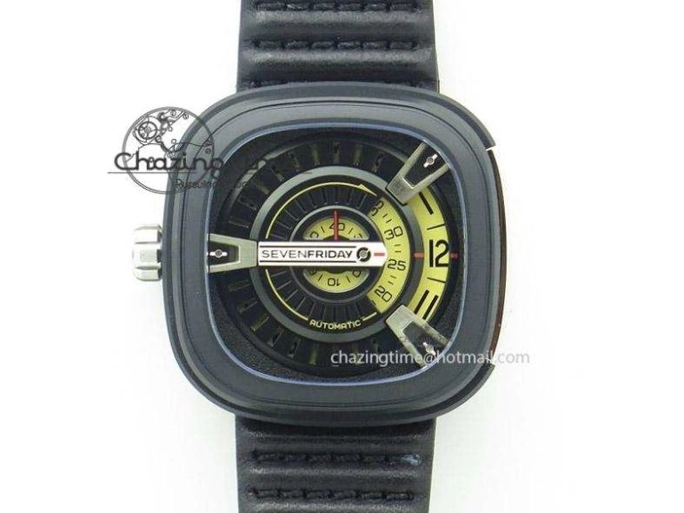 SevenFriday M2-1 SWF 1:1 Best Edition Black Dial on Black Leather Strap Miyota 8215