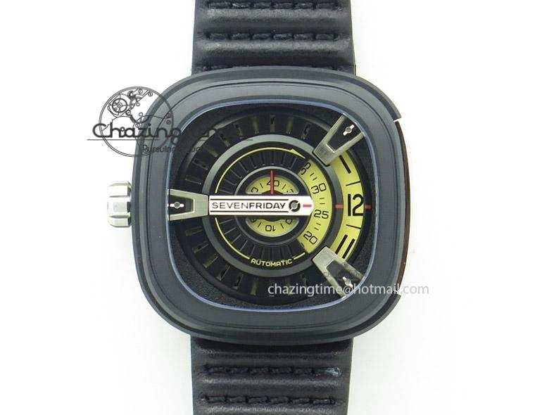 SevenFriday M2-1 SWF 1:1 Best Edition Black Dial on Black Leather Strap Miyota 8215