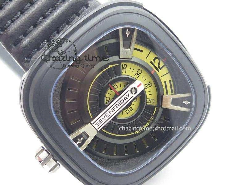 SevenFriday M2-1 SWF 1:1 Best Edition Black Dial on Black Leather Strap Miyota 8215