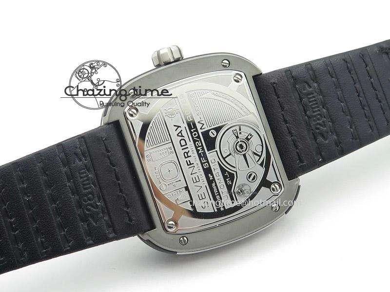SevenFriday M2-1 SWF 1:1 Best Edition Black Dial on Black Leather Strap Miyota 8215