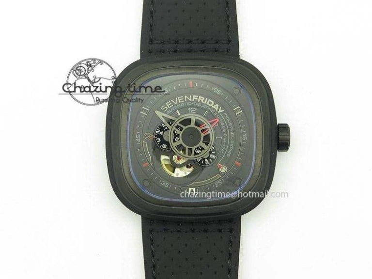 SevenFriday M2-1 SWF 1:1 Best Edition Black Dial on Black Leather Strap Miyota 8215