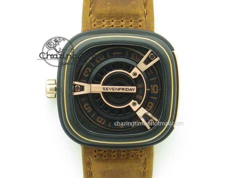 SevenFriday M2-2 V6F Best Edition Black Dial On Brown Leather Strap Miyota 8215