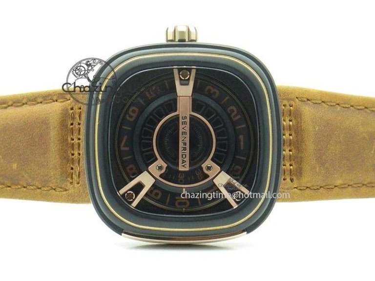 SevenFriday M2-2 V6F Best Edition Black Dial On Brown Leather Strap Miyota 8215