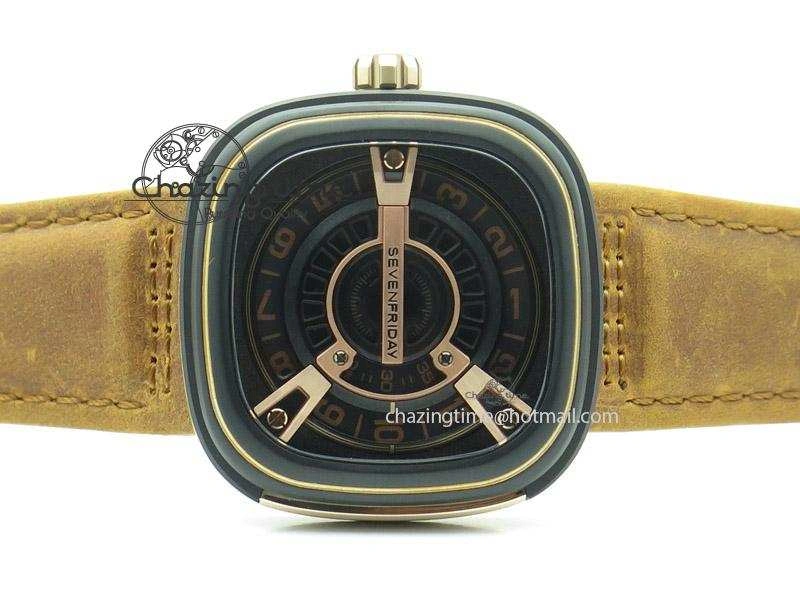 SevenFriday M2-2 V6F Best Edition Black Dial On Brown Leather Strap Miyota 8215