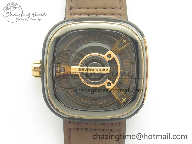 SevenFriday M2 02 SVF 1:1 Best Edition Black Dial on Brown Leather Strap Miyota 8215