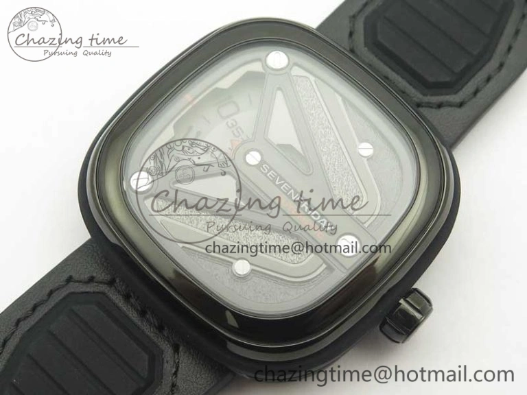 SevenFriday M3-01 PVD-LE SVF 1:1 Best Edition Black Dial On Black Leather Strap Miyota 8215 (Free Rubber Strap)