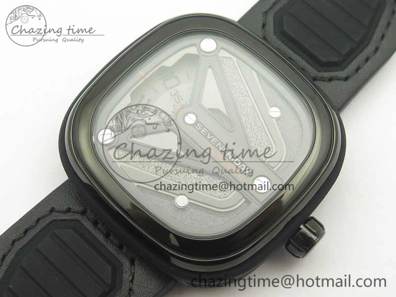 SevenFriday M3-01 PVD-LE SVF 1:1 Best Edition Black Dial On Black Leather Strap Miyota 8215 (Free Rubber Strap)
