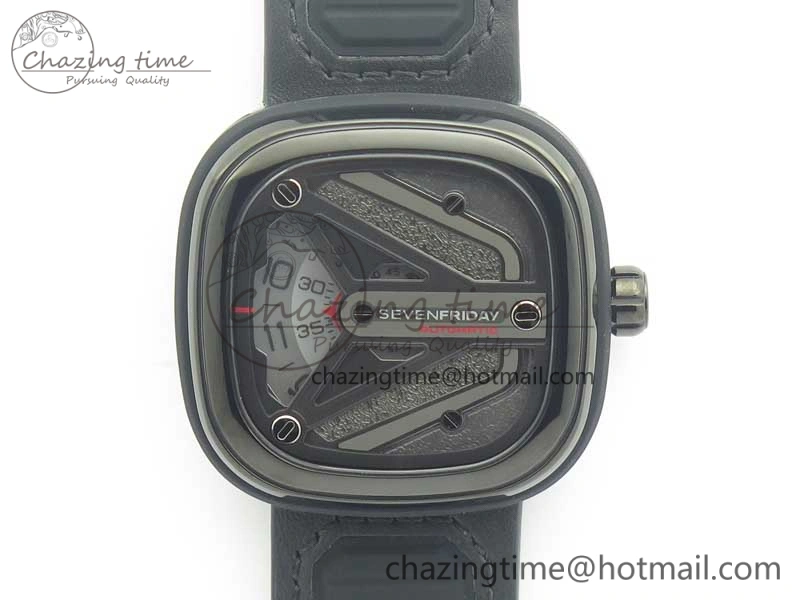 SevenFriday M3-01 PVD-LE SVF 1:1 Best Edition Black Dial On Black Leather Strap Miyota 8215 (Free Rubber Strap)