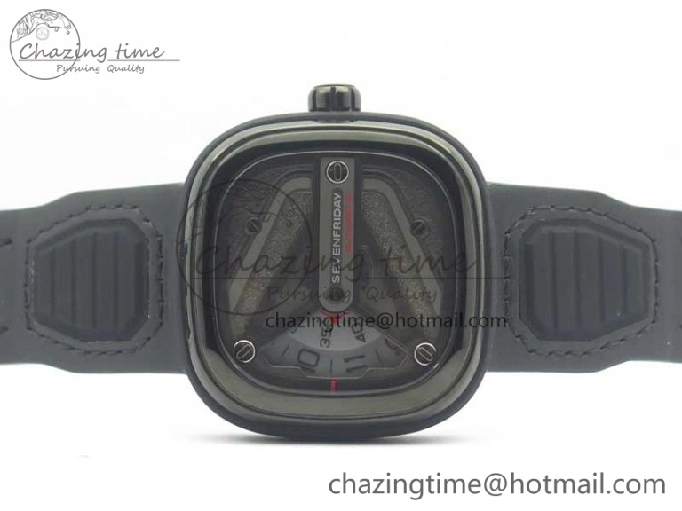 SevenFriday M3-01 PVD-LE SVF 1:1 Best Edition Black Dial On Black Leather Strap Miyota 8215 (Free Rubber Strap)