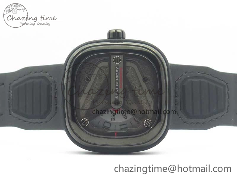 SevenFriday M3-01 PVD-LE SVF 1:1 Best Edition Black Dial On Black Leather Strap Miyota 8215 (Free Rubber Strap)