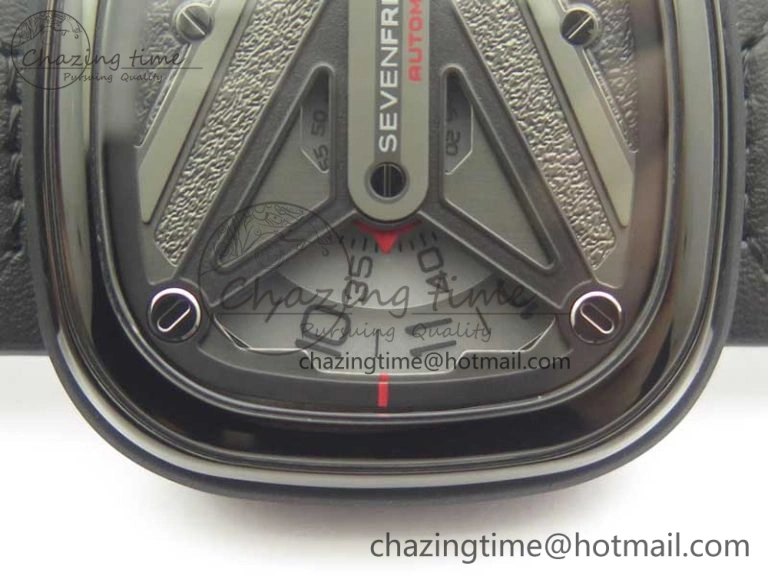 SevenFriday M3-01 PVD-LE SVF 1:1 Best Edition Black Dial On Black Leather Strap Miyota 8215 (Free Rubber Strap)