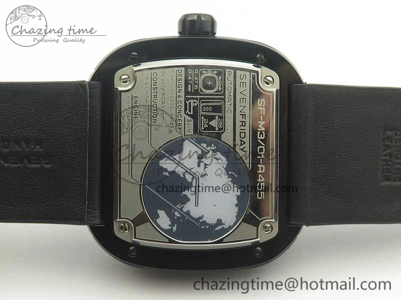 SevenFriday M3 01 SVF 1:1 Best Edition Black Dial on Black Leather Strap Miyota 8215 (Free Extra Strap)
