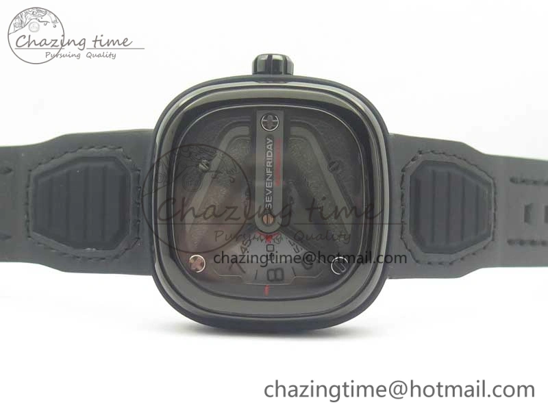 SevenFriday M3 01 SVF 1:1 Best Edition Black Dial on Black Leather Strap Miyota 8215 (Free Extra Strap)