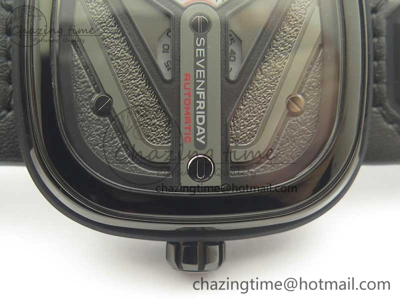 SevenFriday M3 01 SVF 1:1 Best Edition Black Dial on Black Leather Strap Miyota 8215 (Free Extra Strap)