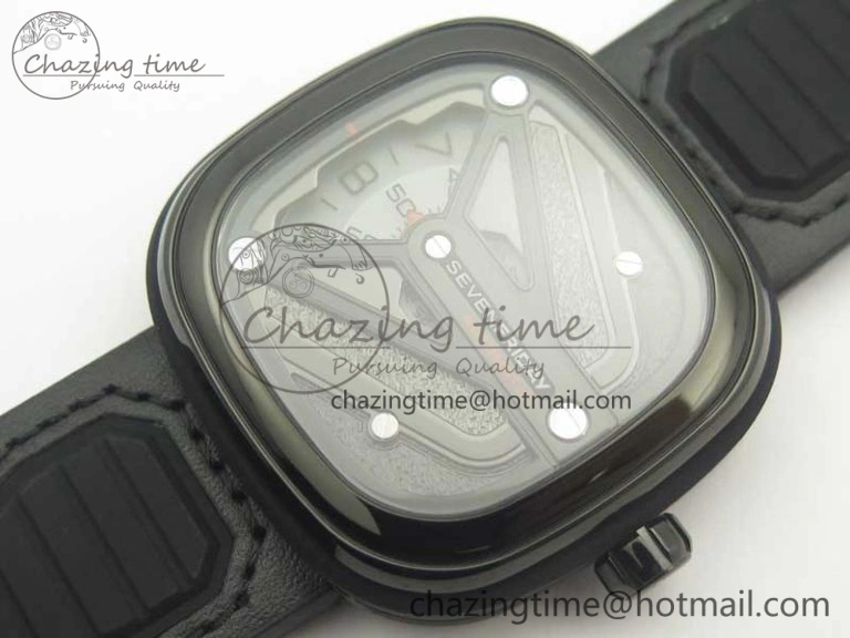 SevenFriday M3 01 SVF 1:1 Best Edition Black Dial on Black Leather Strap Miyota 8215 (Free Extra Strap)