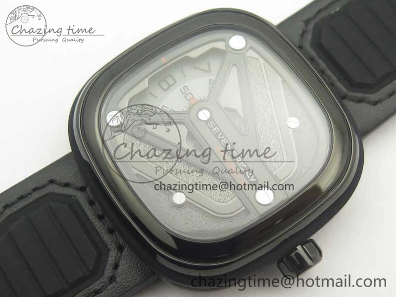 SevenFriday M3 01 SVF 1:1 Best Edition Black Dial on Black Leather Strap Miyota 8215 (Free Extra Strap)