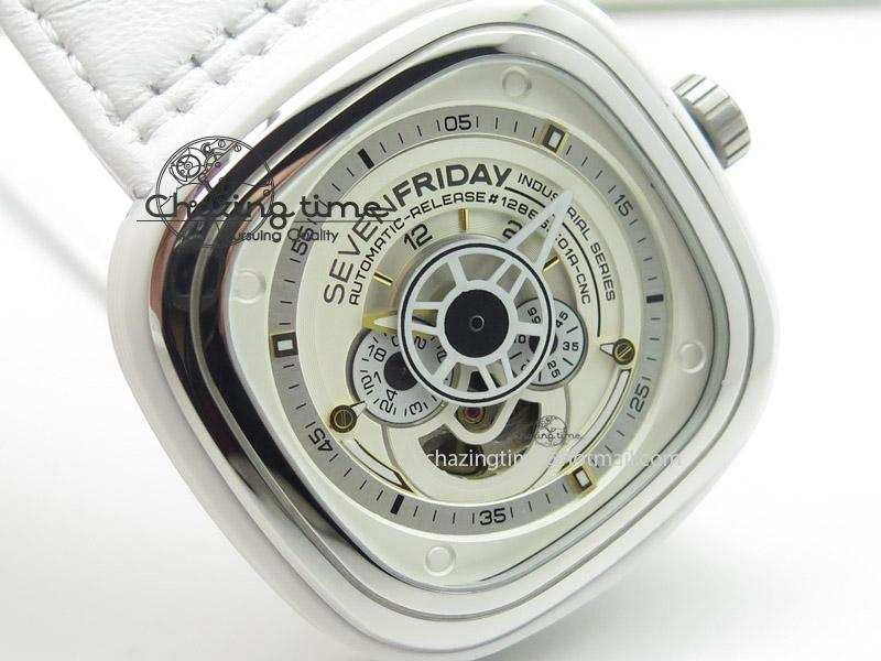 SevenFriday P1-2 SWF 1:1 Best Edition on White Leather Strap Miyota 82S7