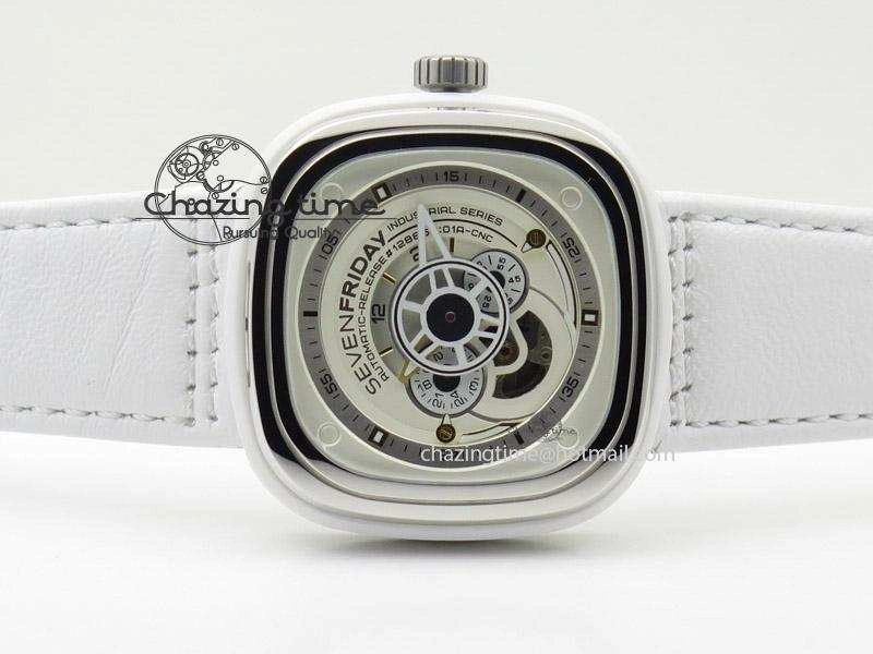 SevenFriday P1-2 SWF 1:1 Best Edition on White Leather Strap Miyota 82S7