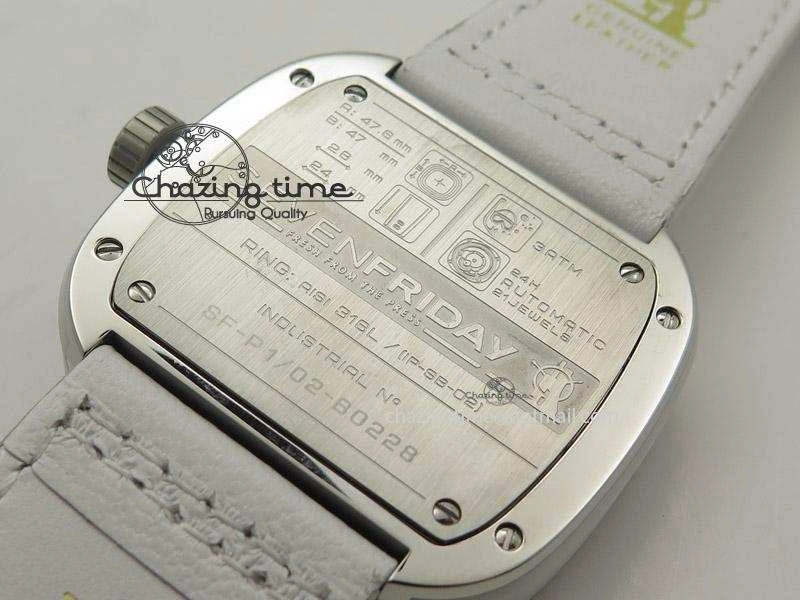 SevenFriday P1-2 SWF 1:1 Best Edition on White Leather Strap Miyota 82S7