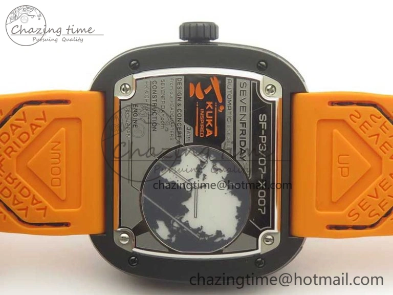 SevenFriday P1-3 SVF 1:1 Best Edition Orange Dial on Rubber Strap Miyota 82S7(Free Black Rubber Strap)