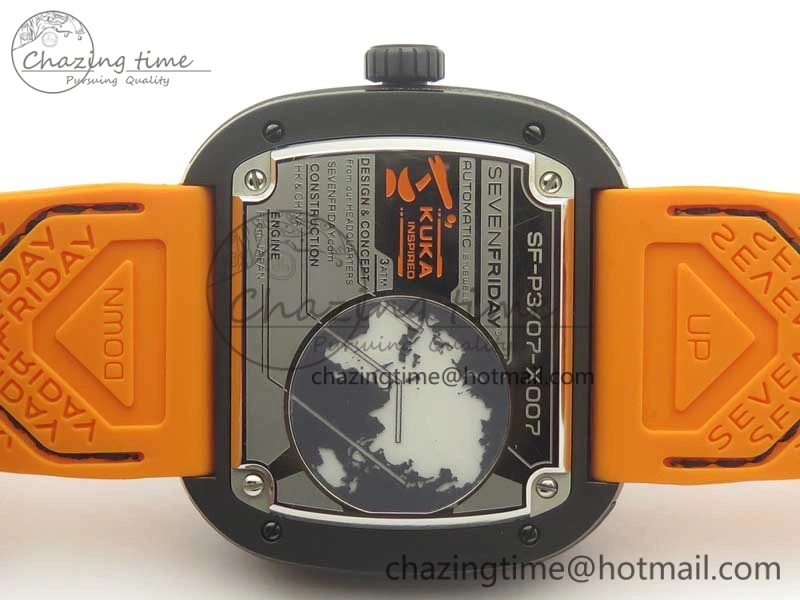 SevenFriday P1-3 SVF 1:1 Best Edition Orange Dial on Rubber Strap Miyota 82S7(Free Black Rubber Strap)