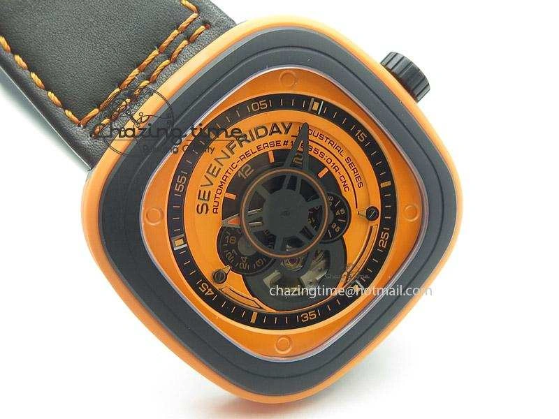 SevenFriday P1-3 SWF 1:1 Best Edition on Black Leather Strap Miyota 82S7