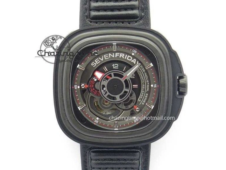 SevenFriday P1-5 SWF 1:1 Best Edition on Black Leather Strap Miyota 82S7