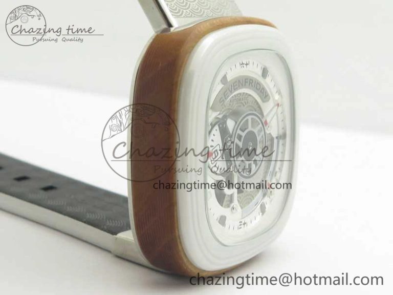SevenFriday P1B-03 Japan Limited Edition SVF 1:1 Best Edition On White Leather Strap Miyota 82S7 (Free Rubber Strap)