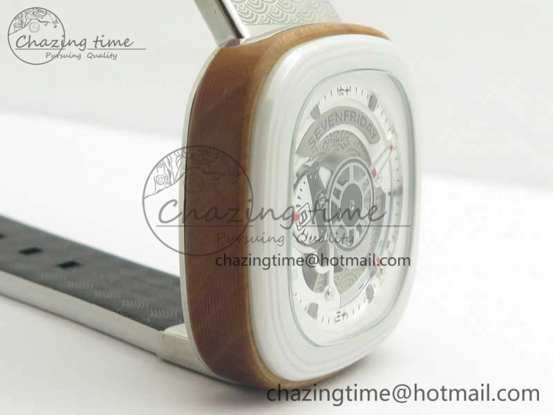 SevenFriday P1B-03 Japan Limited Edition SVF 1:1 Best Edition On White Leather Strap Miyota 82S7 (Free Rubber Strap)