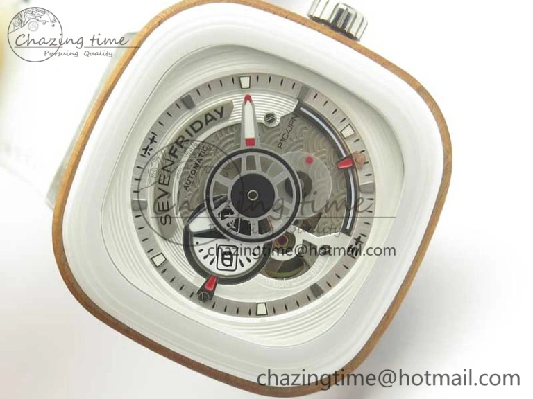 SevenFriday P1B-03 Japan Limited Edition SVF 1:1 Best Edition On White Leather Strap Miyota 82S7 (Free Rubber Strap)