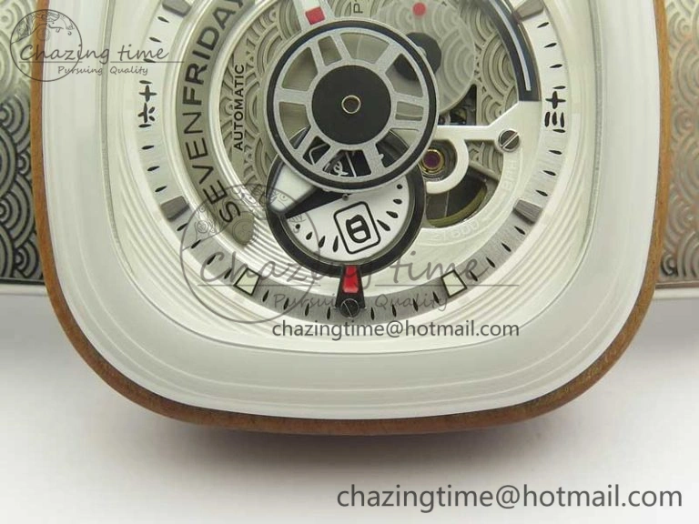 SevenFriday P1B-03 Japan Limited Edition SVF 1:1 Best Edition On White Leather Strap Miyota 82S7 (Free Rubber Strap)