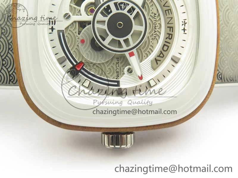 SevenFriday P1B-03 Japan Limited Edition SVF 1:1 Best Edition On White Leather Strap Miyota 82S7 (Free Rubber Strap)