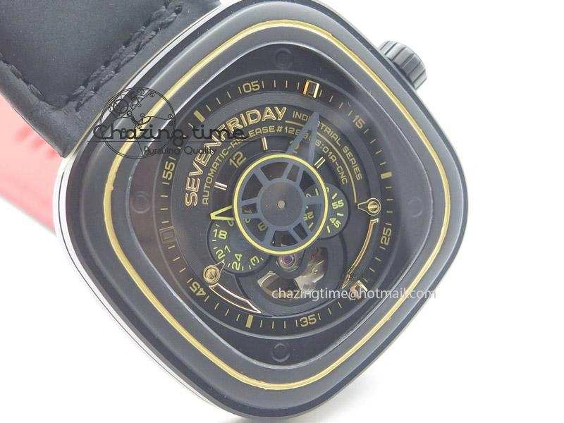 SevenFriday P2-2 SWF 1:1 Best Edition Black Dial on Black Leather Strap Miyota 82S7