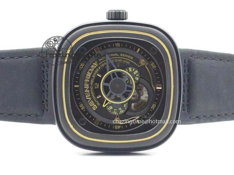 SevenFriday P2-2 SWF 1:1 Best Edition Black Dial on Black Leather Strap Miyota 82S7