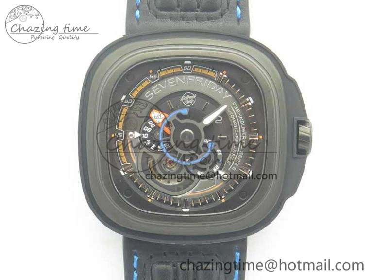 SevenFriday P2-2 SWF 1:1 Best Edition Black Dial on Black Leather Strap Miyota 82S7