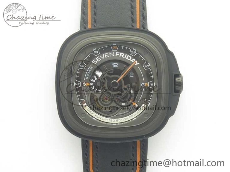 SevenFriday P2-2 SWF 1:1 Best Edition Black Dial on Black Leather Strap Miyota 82S7