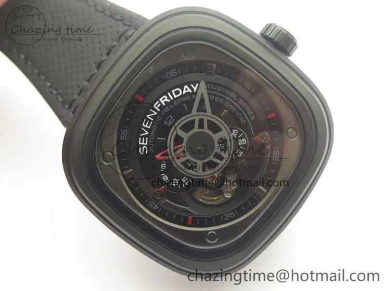 SevenFriday P3-1 SVF 1:1 Best Edition Black Dial on Black Leather Strap Miyota 82S7(Free Rubber Strap)