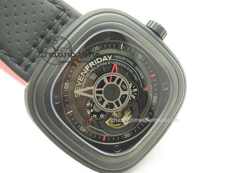 SevenFriday P3-1 SWF 1:1 Best Edition Black Dial on Black Leather Strap Miyota 82S7