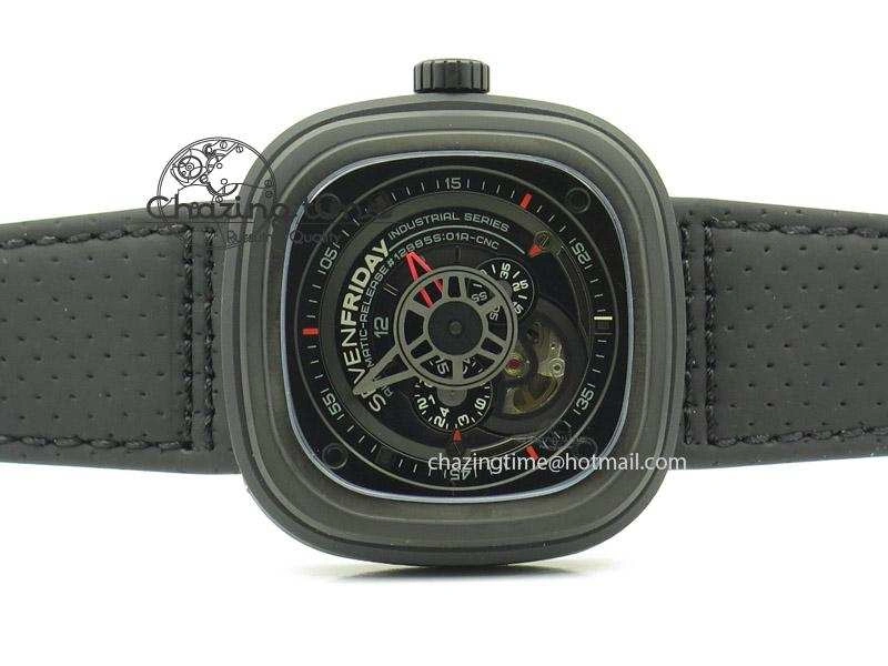 SevenFriday P3-1 SWF 1:1 Best Edition Black Dial on Black Leather Strap Miyota 82S7