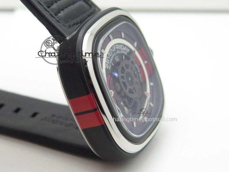 SevenFriday P3 BB SWF 1:1 Best Edition Black Dial on Black Leather Strap Miyota 82S7