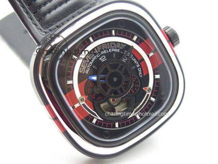 SevenFriday P3 BB SWF 1:1 Best Edition Black Dial on Black Leather Strap Miyota 82S7