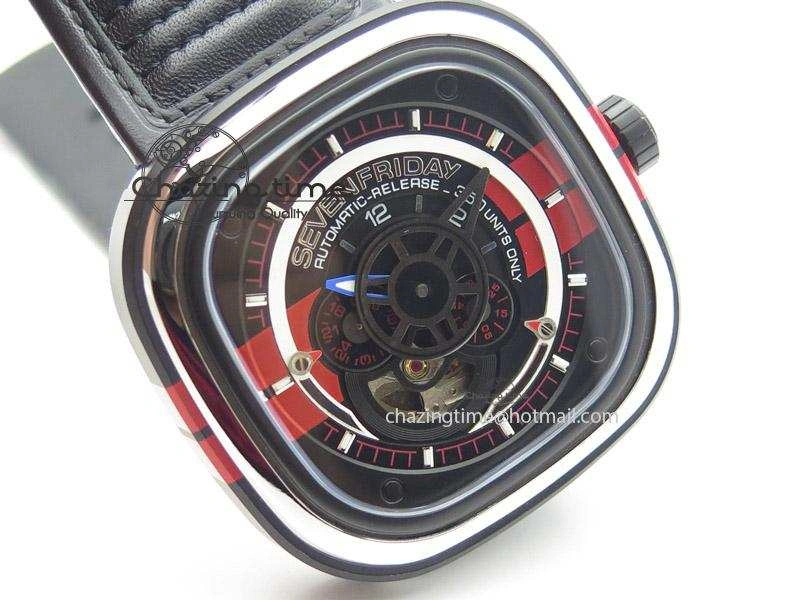 SevenFriday P3 BB SWF 1:1 Best Edition Black Dial on Black Leather Strap Miyota 82S7