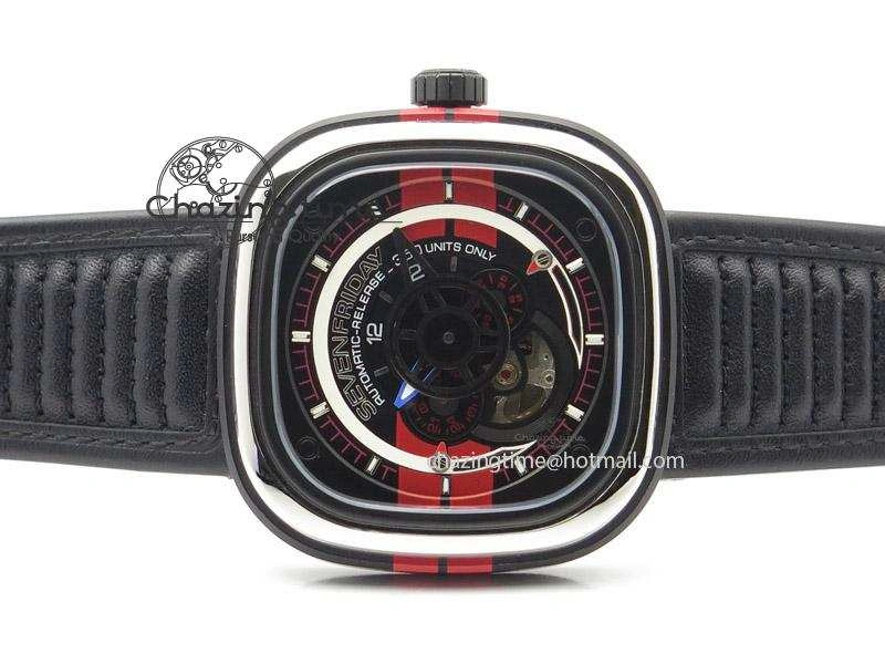 SevenFriday P3 BB SWF 1:1 Best Edition Black Dial on Black Leather Strap Miyota 82S7