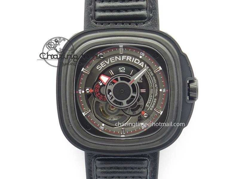 SevenFriday P3B 01 ‘Racer’ V6F Best Edition On Black Leather Strap Miyota 82S7