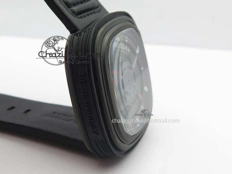 SevenFriday P3B 01 ‘Racer’ V6F Best Edition On Black Leather Strap Miyota 82S7