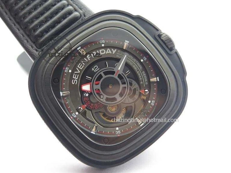 SevenFriday P3B 01 ‘Racer’ V6F Best Edition On Black Leather Strap Miyota 82S7