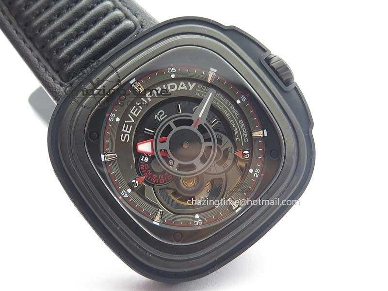 SevenFriday P3B 01 ‘Racer’ V6F Best Edition On Black Leather Strap Miyota 82S7
