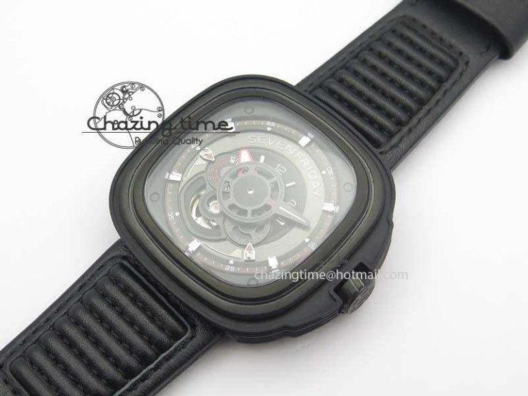 SevenFriday P3B 01 ‘Racer’ V6F Best Edition On Black Leather Strap Miyota 82S7