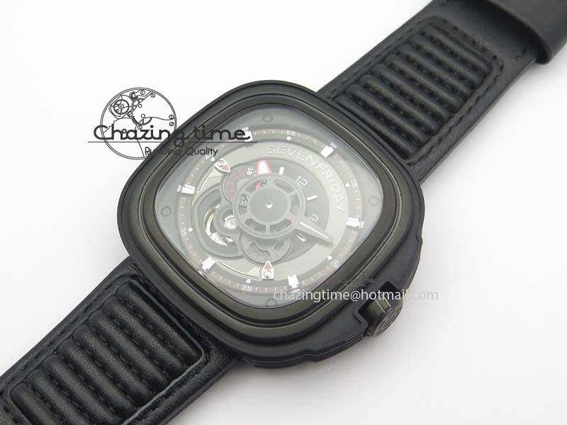 SevenFriday P3B 01 ‘Racer’ V6F Best Edition On Black Leather Strap Miyota 82S7