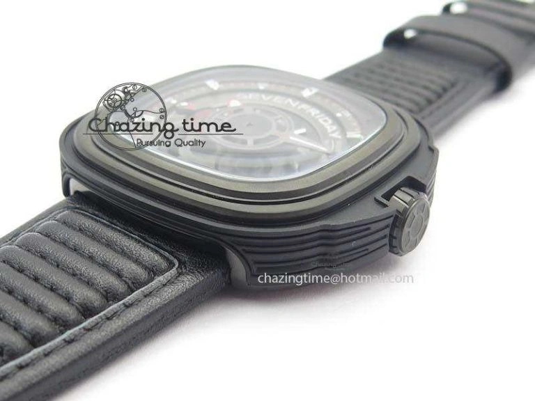 SevenFriday P3B 01 ‘Racer’ V6F Best Edition On Black Leather Strap Miyota 82S7